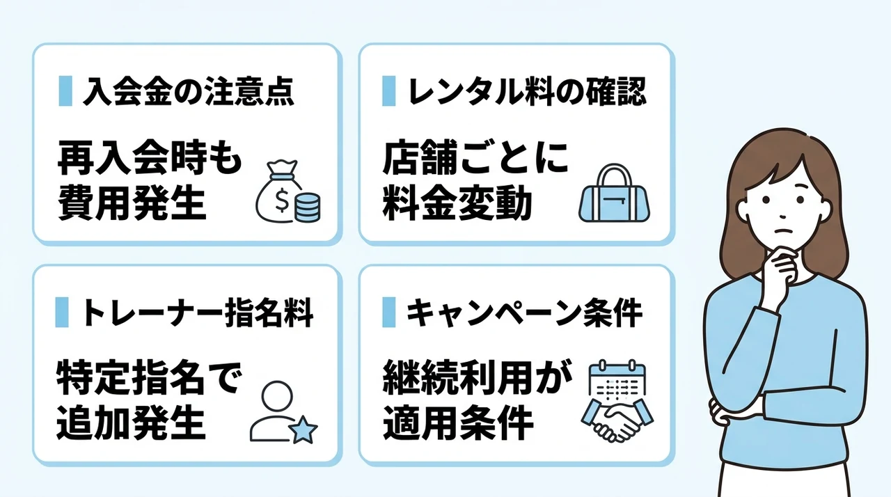 入会金とレンタル料金など初期費用の注意点